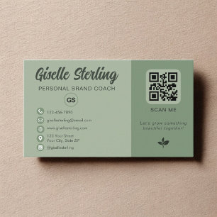 Salie groene QR-code monogram sociaal media Visitekaartje