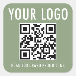 Salie Groene QR Code Stickers Zakelijk Logo Vierka