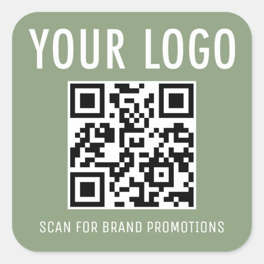 Salie Groene QR Code Stickers Zakelijk Logo Vierka (Voorkant)