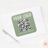 Salie Groene QR Code Stickers Zakelijk Logo Vierka (Envelop)