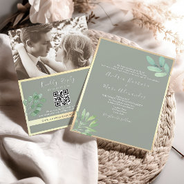 Salie Groene QR Code Trouw Uitnodiging