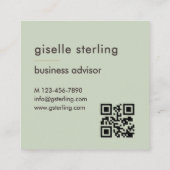 Salie Groene QR Code Vierkante Visitekaartje (Achterkant)