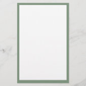 Salie Groene Rand Rand Wit Aangepaste Kleur Trouwe Briefpapier (Voorkant)