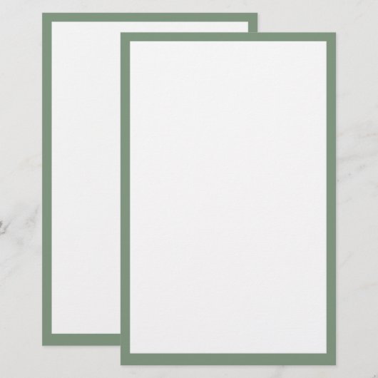 Salie Groene Rand Rand Wit Aangepaste Kleur Trouwe Briefpapier (Voorkant / Achterkant)
