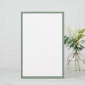 Salie Groene Rand Rand Wit Aangepaste Kleur Trouwe Briefpapier (Staand voorkant)