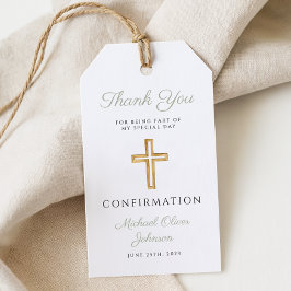 Salie Groene Religieuze Kruis Jongensbevestiging Cadeaulabel