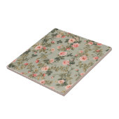 Salie Groene Retro Maximalistische Bloem Tegeltje (Zijkant)