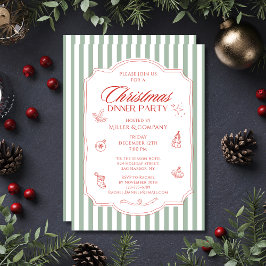 Salie Groene Rode Bedrijfs Kerst Dinner Kaart