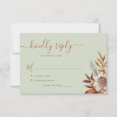 Salie groene roest blad boho bloemige bruiloft RSVP kaartje (Voorkant)