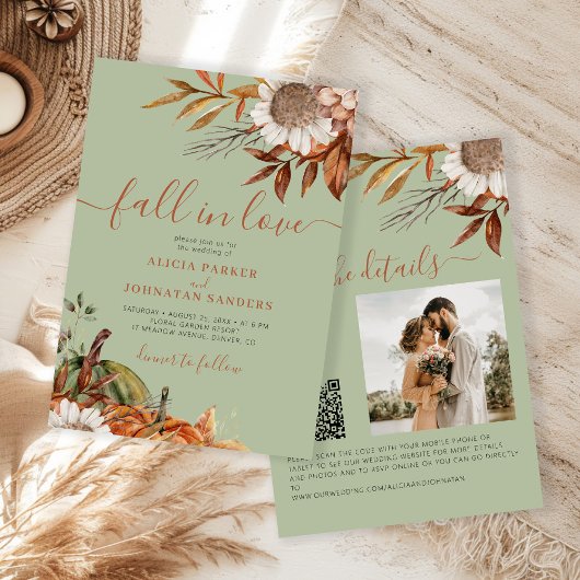 Salie groene roest bladeren boho bloemige herfst b kaart