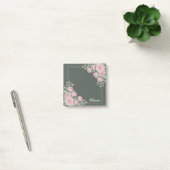 Salie Groene & Roze Bloemige Gepersonaliseerde Pla Post-it® Notes (Kantoor)