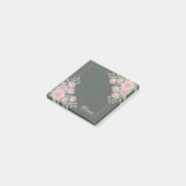 Salie Groene & Roze Bloemige Gepersonaliseerde Pla Post-it® Notes (Schuin)