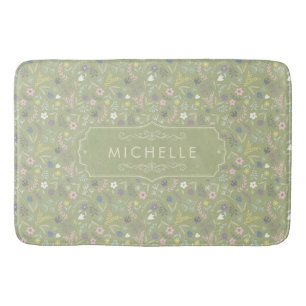 Salie Groene Roze Witte Bloemen Bloemrijk Boho Pat Badmat