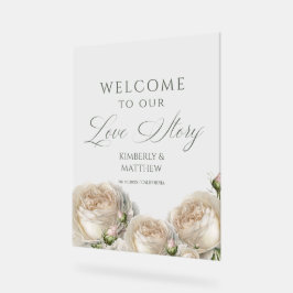 Salie Groene Rozen Welkom bij Love Story Acryl Bord