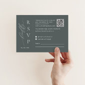 Salie groene RSVP kaart met QR-code en schrijflett