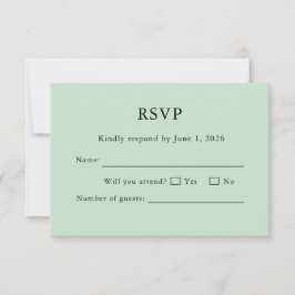 Salie Groene RSVP Kaart Minimaal Bewerkbaar Elegan