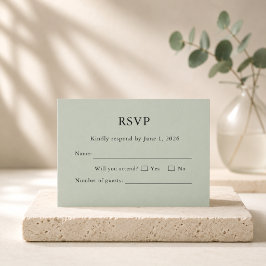 Salie Groene RSVP Kaart Minimaal Bewerkbaar Elegan