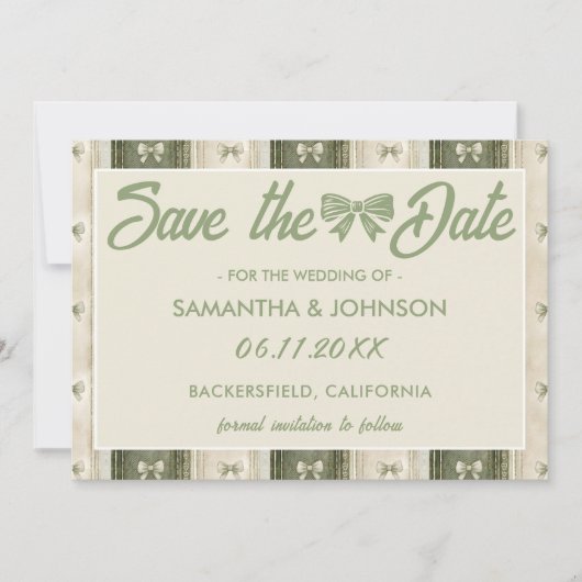 Salie Groene Rustieke Denim Bruiloft Save The Date (Voorkant)