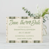 Salie Groene Rustieke Denim Bruiloft Save The Date (Staand voorkant)