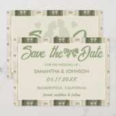 Salie Groene Rustieke Denim Bruiloft Save The Date (Voorkant / Achterkant)