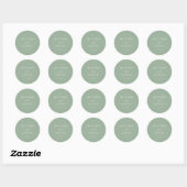Salie Groene Rustieke Elegante Trouw Envelope Zege Ronde Sticker (Vel)