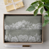 Salie Groene Rustieke Hout & Witte Kant Kantige Bo Tissuepapier (Geschenk)