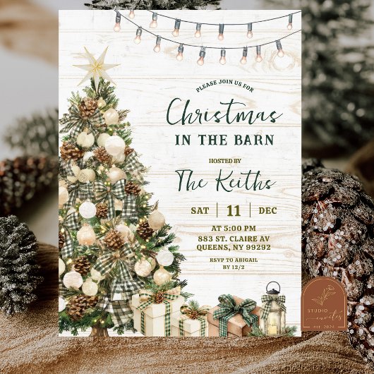 Salie Groene Rustieke Kerst Barnyard Feest Kaart