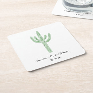 Salie Groene Saguaro Cactus Bruidsdouche Kartonnen Onderzetters