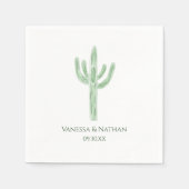 Salie Groene Saguaro Cactus Trouwcocktail Servet (Voorkant)