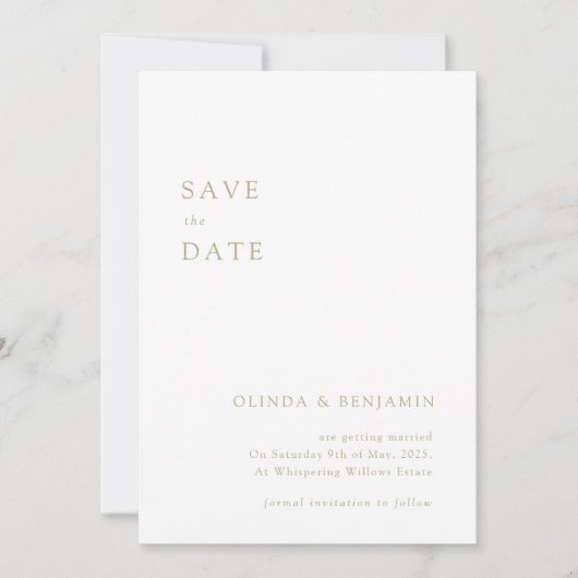 salie groene save the date kaarten modern minimali (Voorkant)