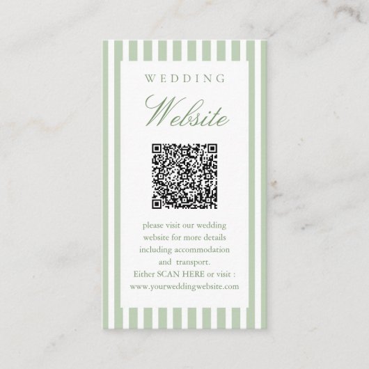 Salie Groene Scan Me QR Code Trouwwebsite  Informatiekaartje (Voorkant)