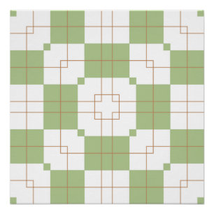Salie Groene Schaakbord Rasterpatroon Perfect Poster
