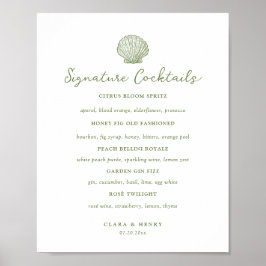 Salie Groene Schelp Signature Dranken Tafelkaart Poster