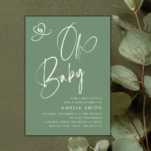 Salie Groene Script Baby Shower Kaart
