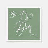 Salie groene script baby shower servetten (Voorkant)