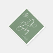 Salie groene script baby shower servetten (Hoek)