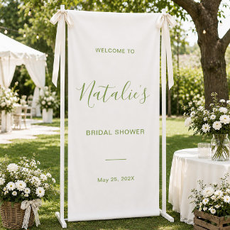 Salie Groene Script Bruidsborrel Welkomstbord Spandoek