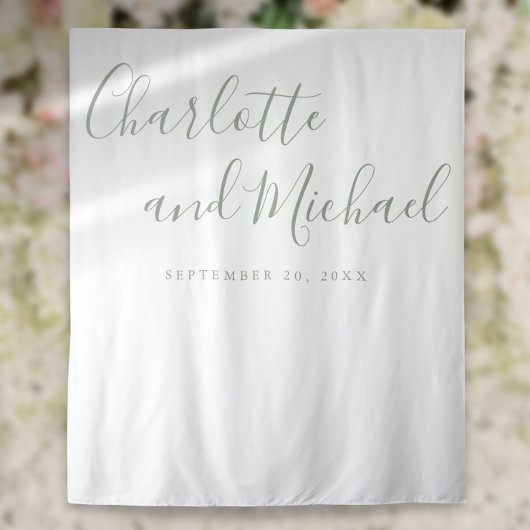 Salie Groene Script Bruidsfotohokje Achtergrond Wandkleed