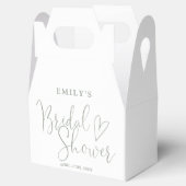 Salie groene script calligrafie bruidsdouche bedankdoosjes (Geopend)