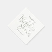 Salie Groene Script Calligrafie Bruidsdouche Servet (Hoek)