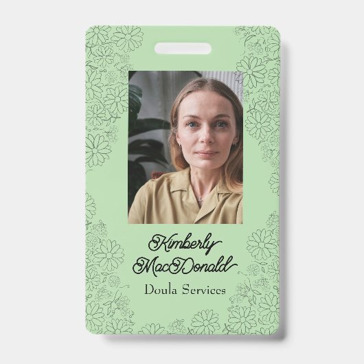 Salie groene script doula diensten badge (Voorzijde)