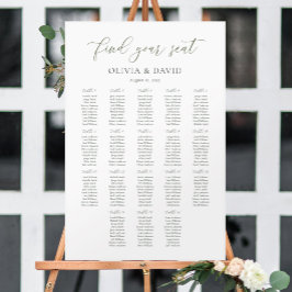 Salie Groene Script Elegante 18 Tafels Zitplaats C Poster