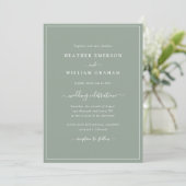 Salie Groene Script Huwelijksuitnodiging Kaart (Staand voorkant)