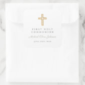 Salie Groene Script Jongen Eerste Communie  Vierkante Sticker (Tas)