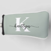 Salie Groene Script Monogram Golfheadcover (Voorkant)