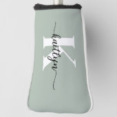Salie Groene Script Monogram Golfheadcover (Draai 90)
