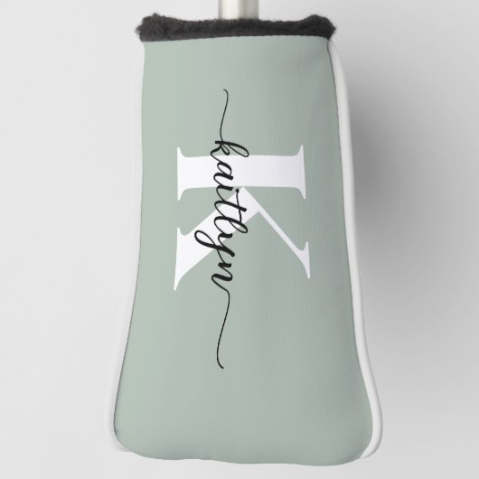 Salie Groene Script Monogram Golfheadcover (Draai 90)