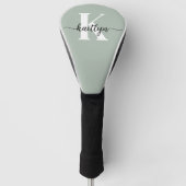 Salie Groene Script Monogram Golfheadcover (Voorkant)