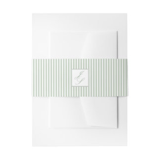 Salie Groene Script Monogram Huwelijk Buikband Uitnodigingen Wikkel