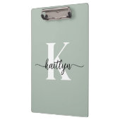Salie Groene Script Monogram Klembord (Links)